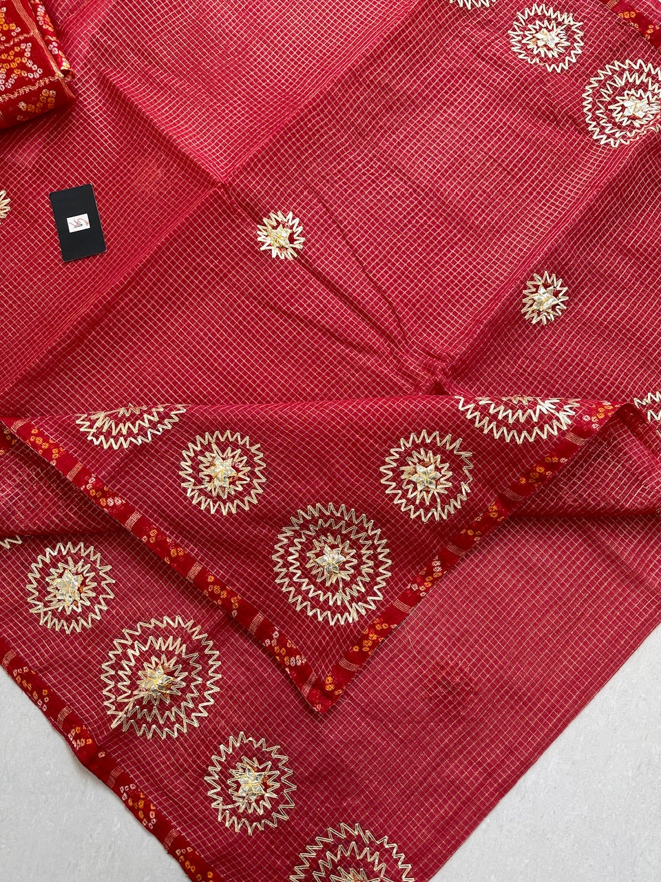 Jaipuri Gota Patti Embroidered Kota Tissue Cotton Doria Saree