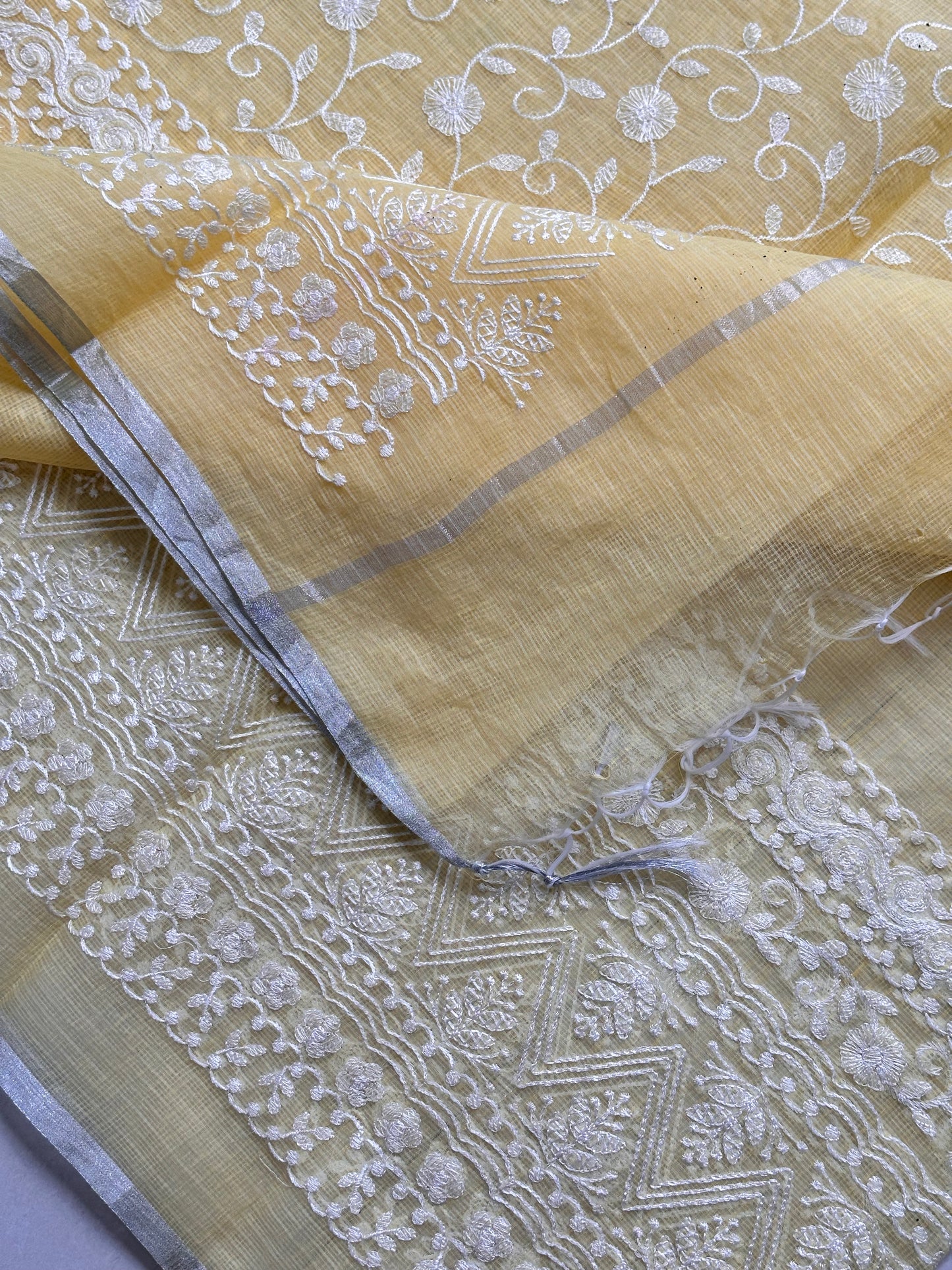 Embroidered Kota Cotton Doria Saree