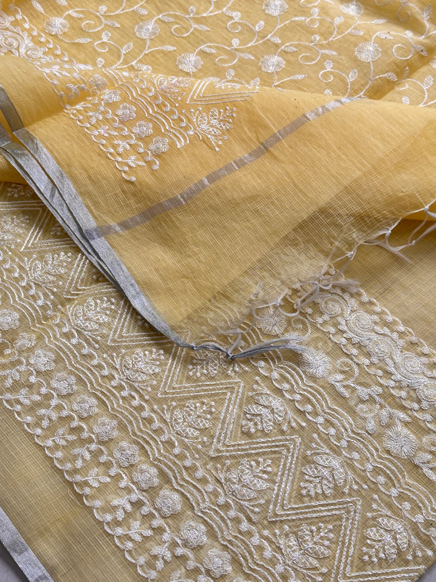 Embroidered Kota Cotton Doria Saree