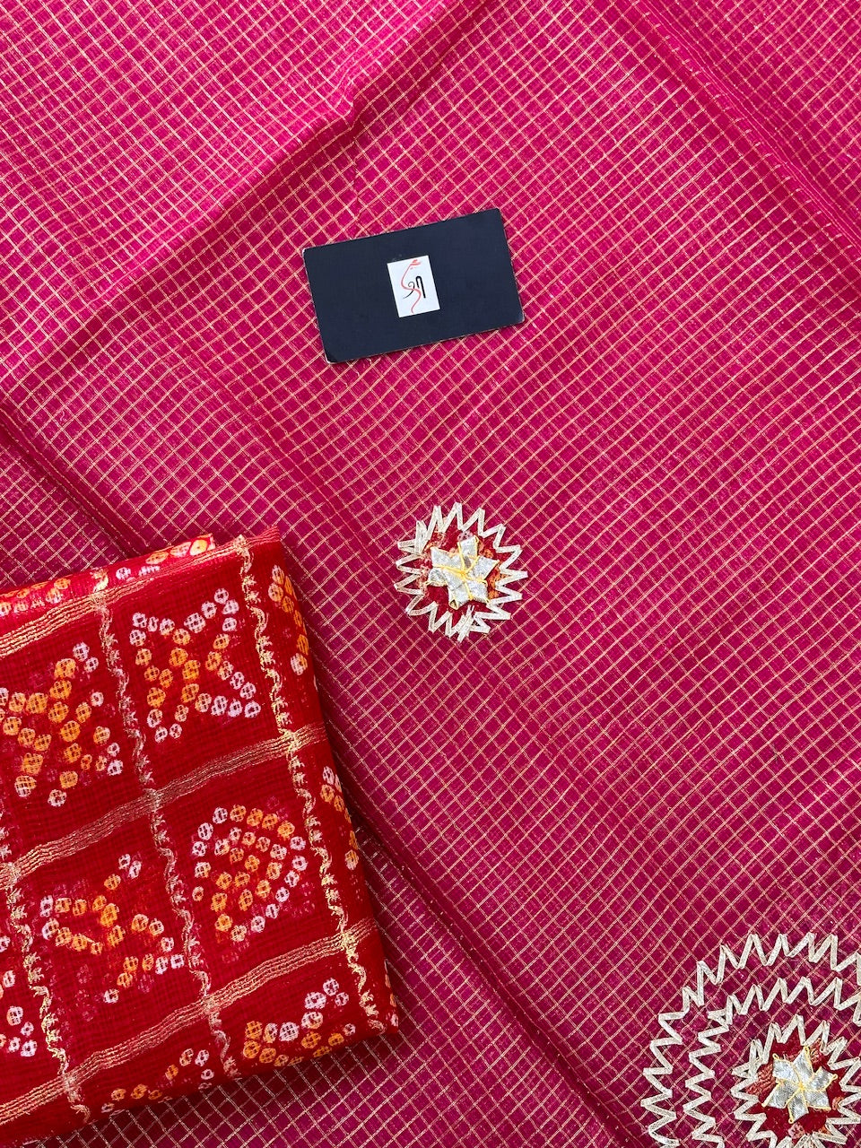 Jaipuri Gota Patti Embroidered Kota Cotton Tissue Doria Saree