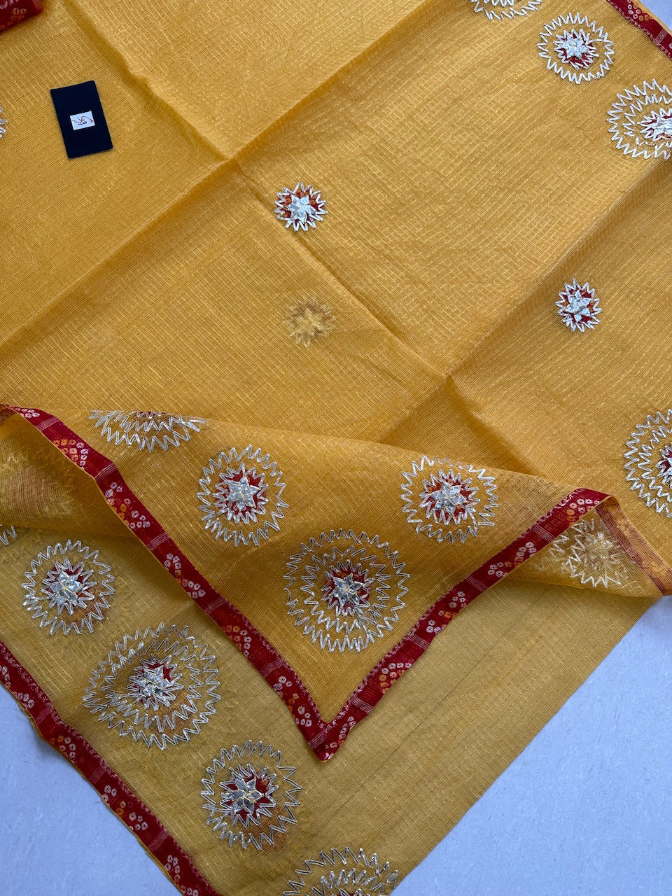 Jaipuri Gota Patti Embroidered Kota Cotton Tissue Doria Saree