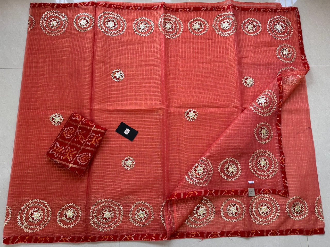 Jaipuri Gota Patti Embroidered Kota Cotton Doria Saree