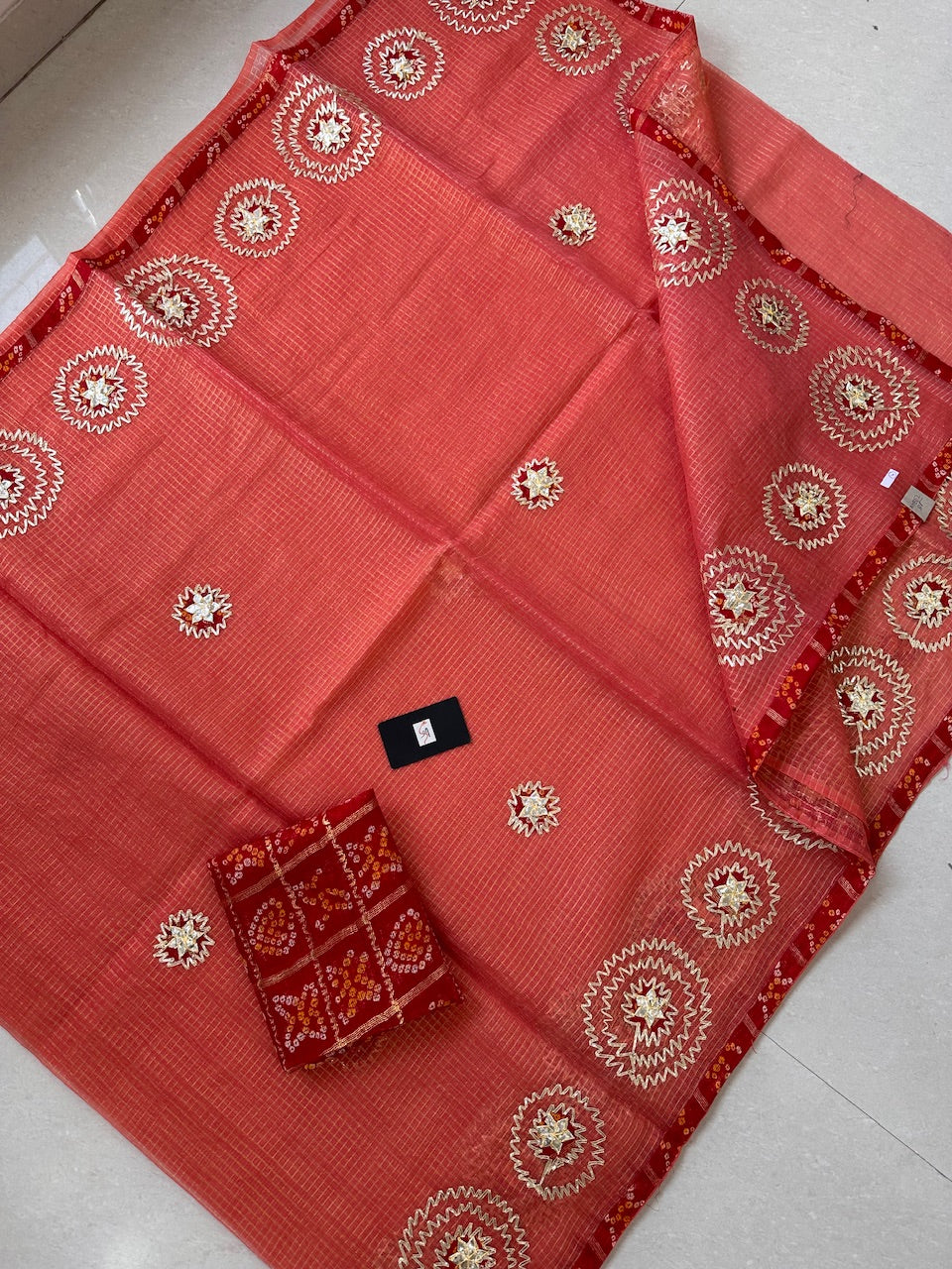 Jaipuri Gota Patti Embroidered Kota Cotton Doria Saree