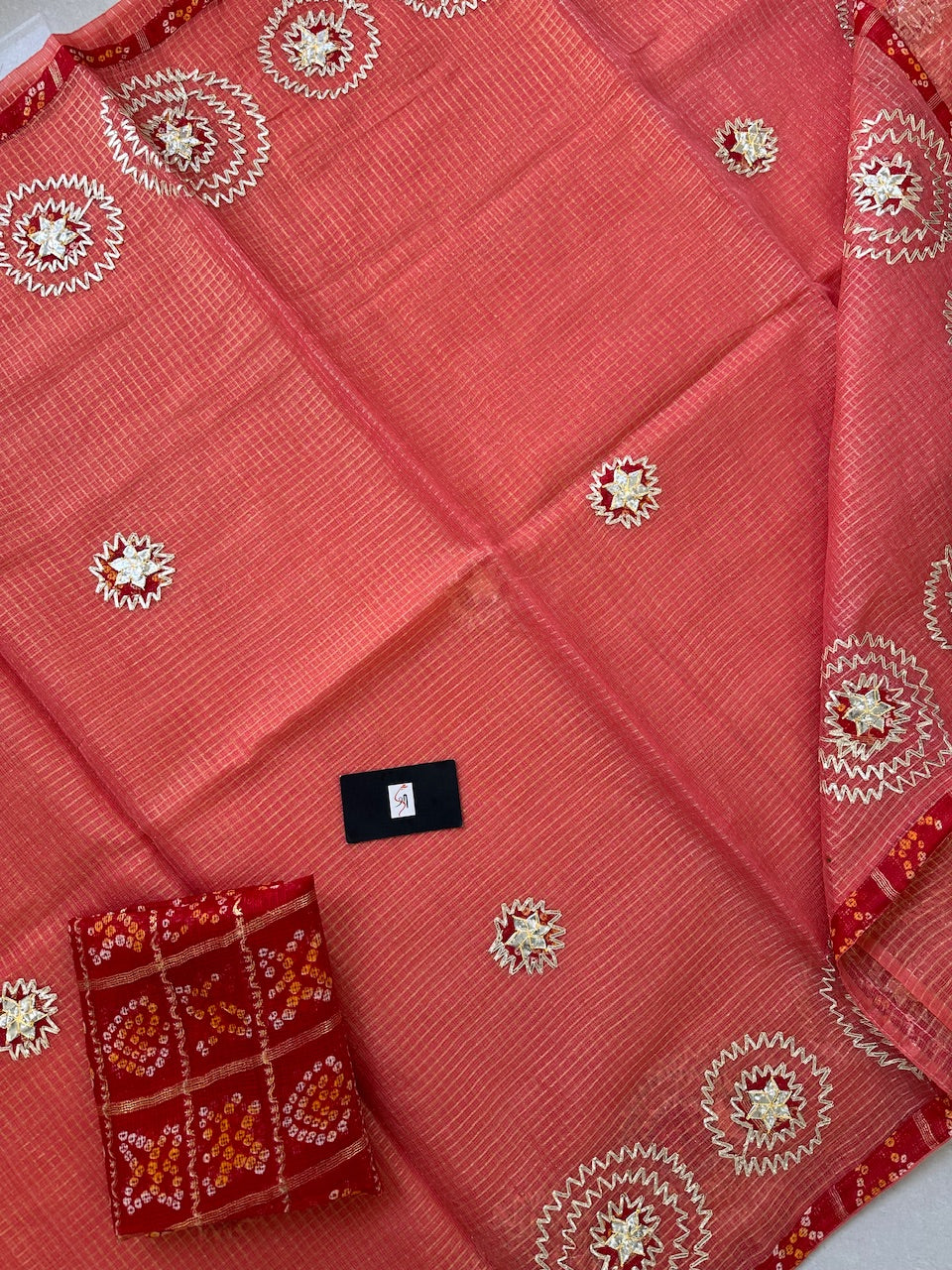 Jaipuri Gota Patti Embroidered Kota Cotton Doria Saree