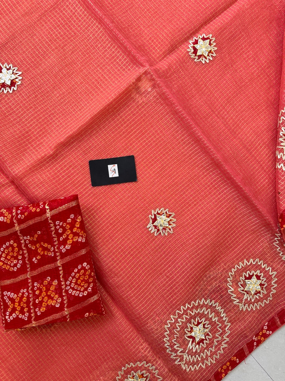 Jaipuri Gota Patti Embroidered Kota Cotton Doria Saree