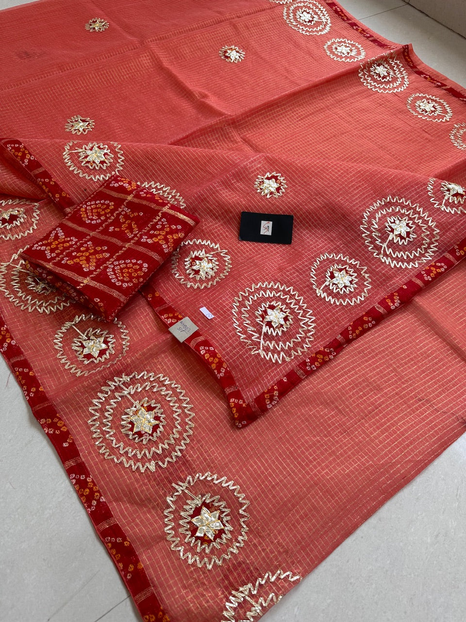 Jaipuri Gota Patti Embroidered Kota Cotton Doria Saree