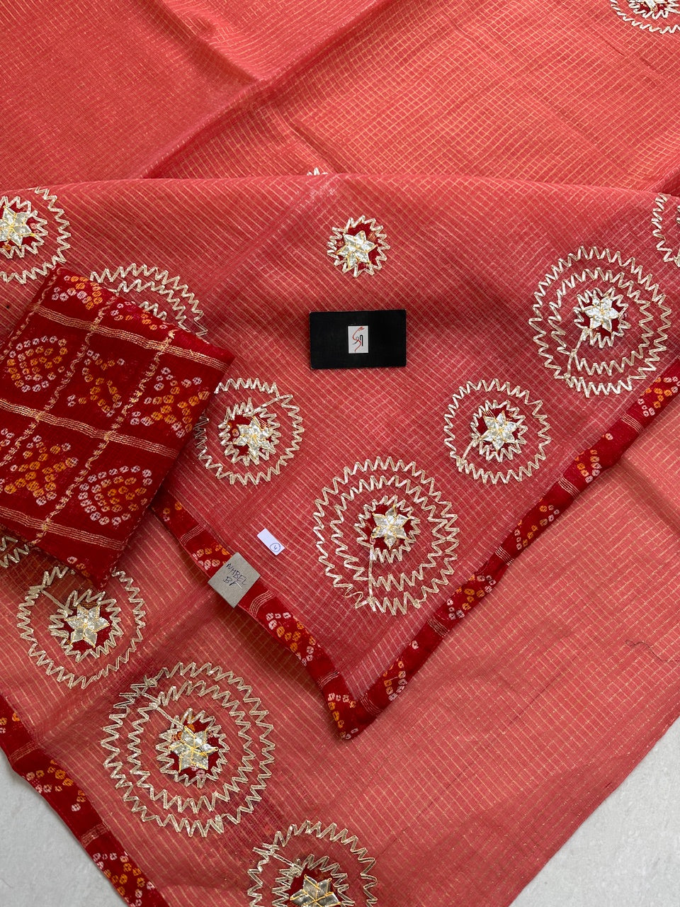 Jaipuri Gota Patti Embroidered Kota Cotton Doria Saree