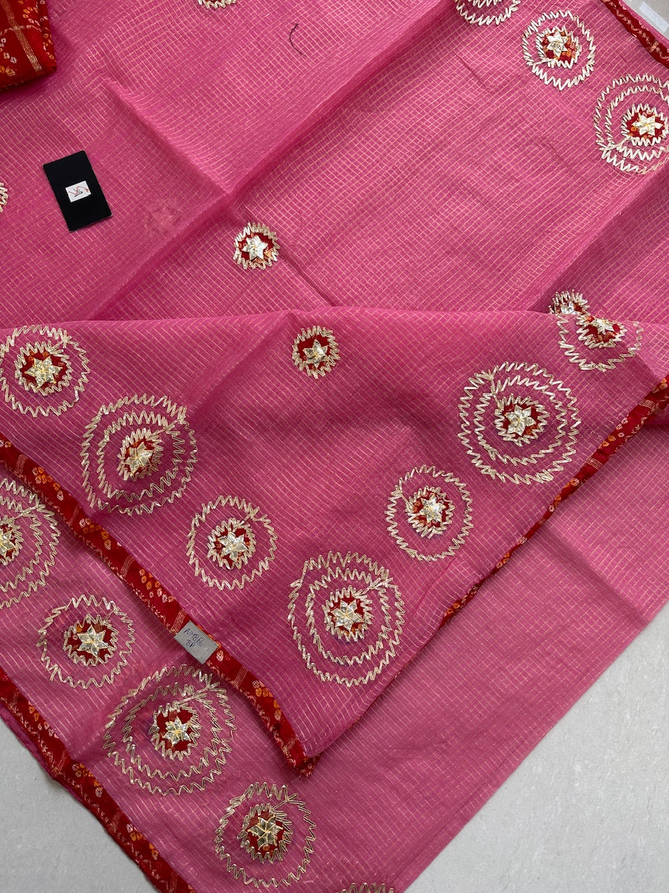 Jaipuri Gota Patti Embroidered Kota Cotton Tissue Doria Saree