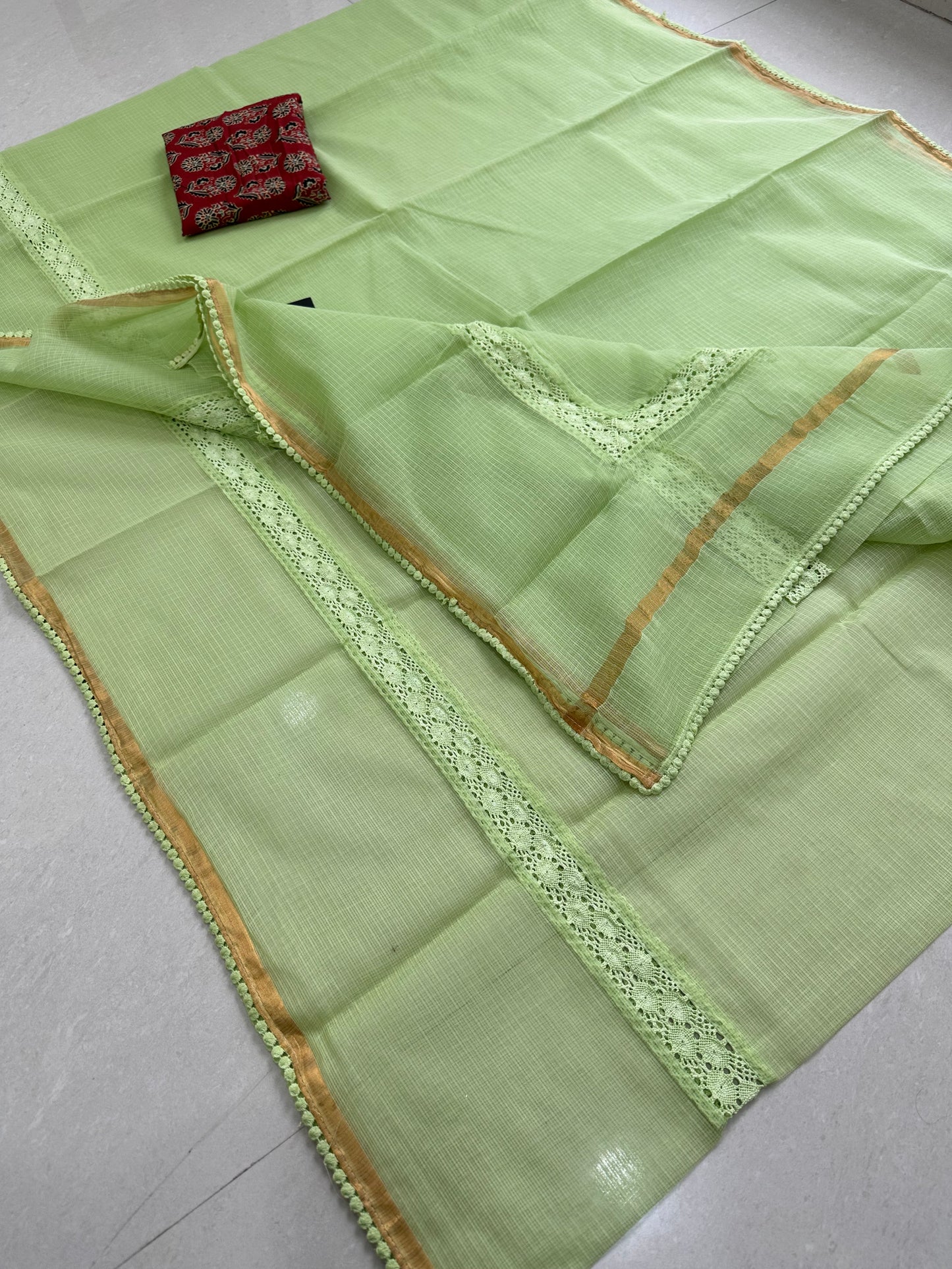 Pure Single Dyed Kota Cotton Doria Saree