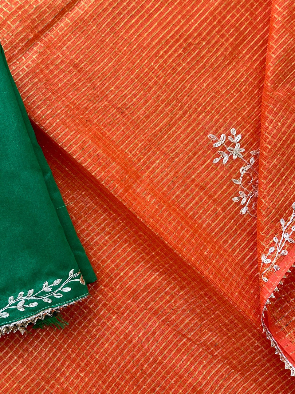 Jaipuri Pitta Work Embroidered Kota Cotton Tissue Doria Saree