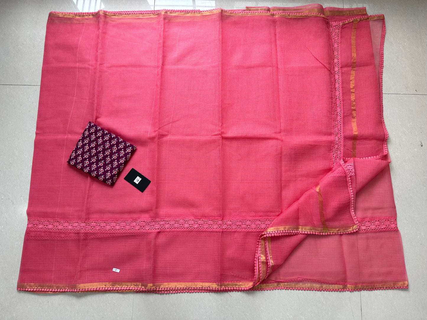 Pure Single Dyed Kota Cotton Doria Saree