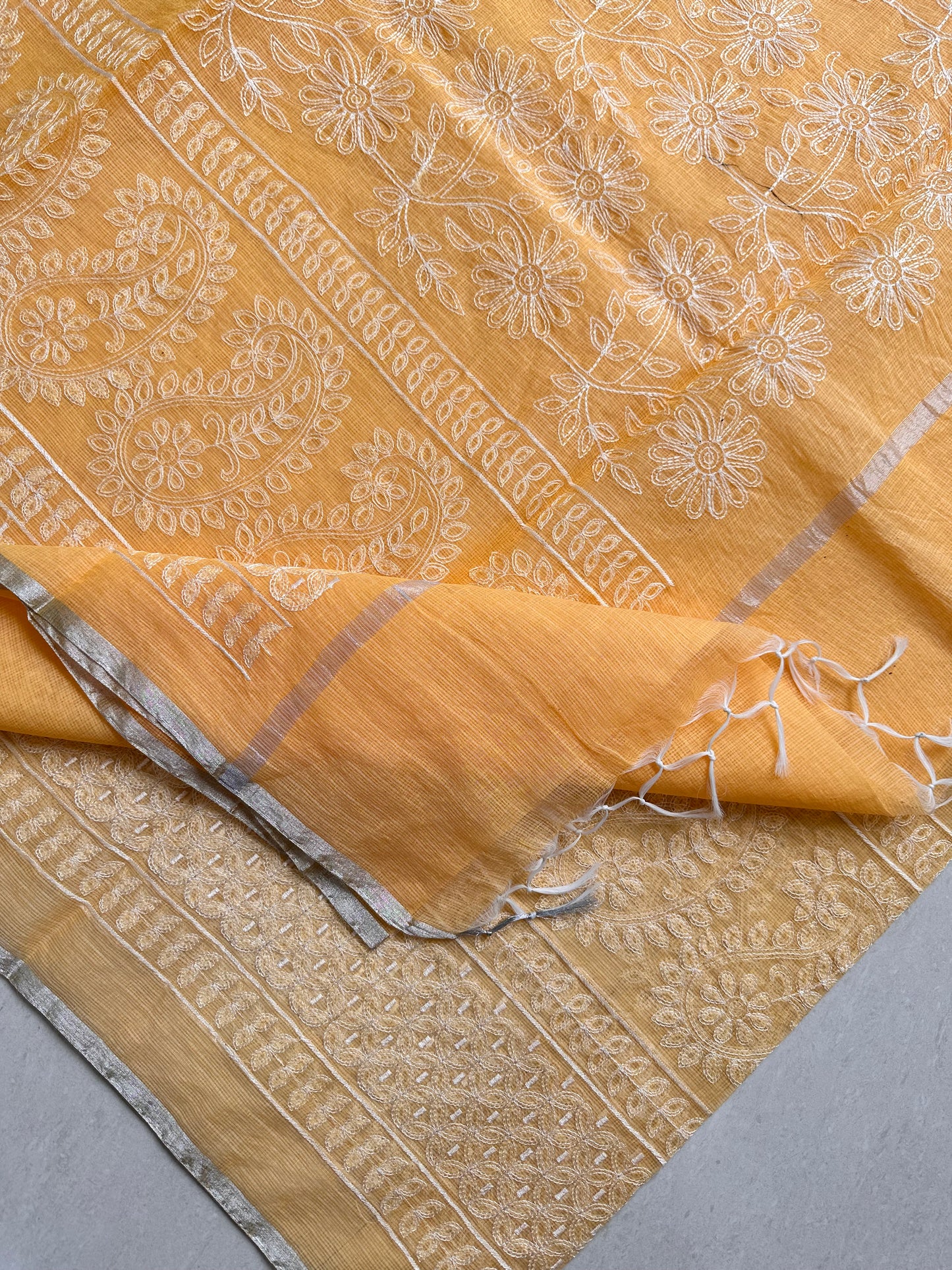 Embroidered Kota Cotton Doria Saree