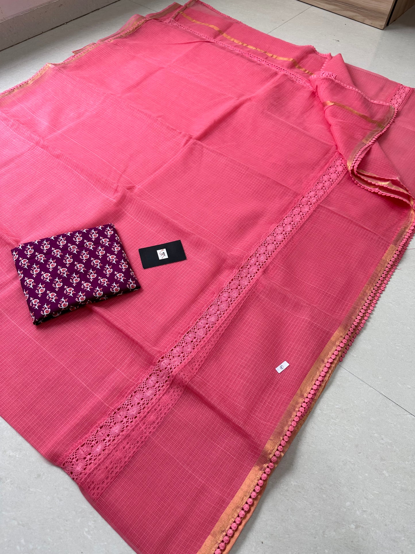 Pure Single Dyed Kota Cotton Doria Saree