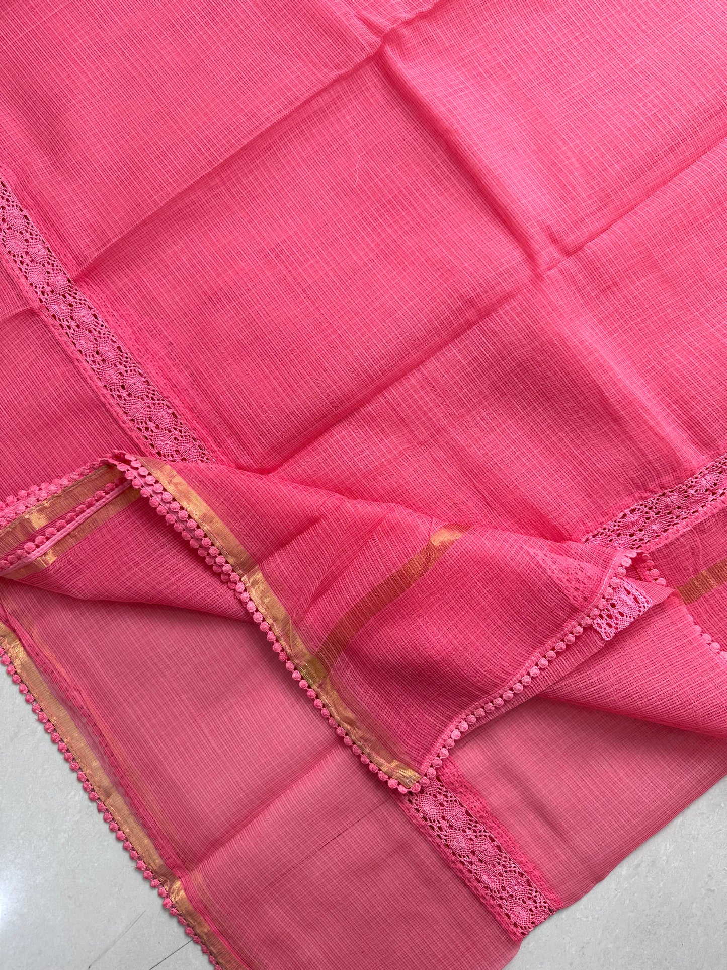 Pure Single Dyed Kota Cotton Doria Saree