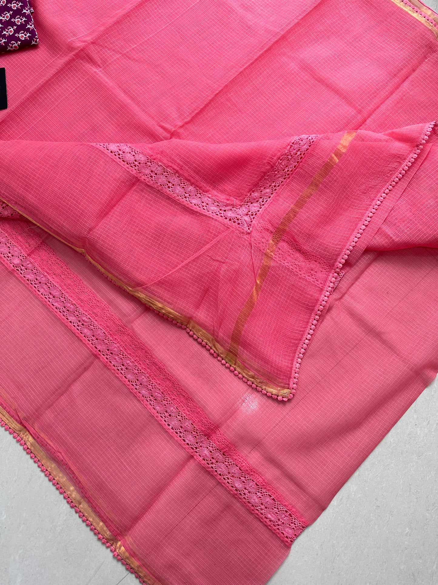 Pure Single Dyed Kota Cotton Doria Saree