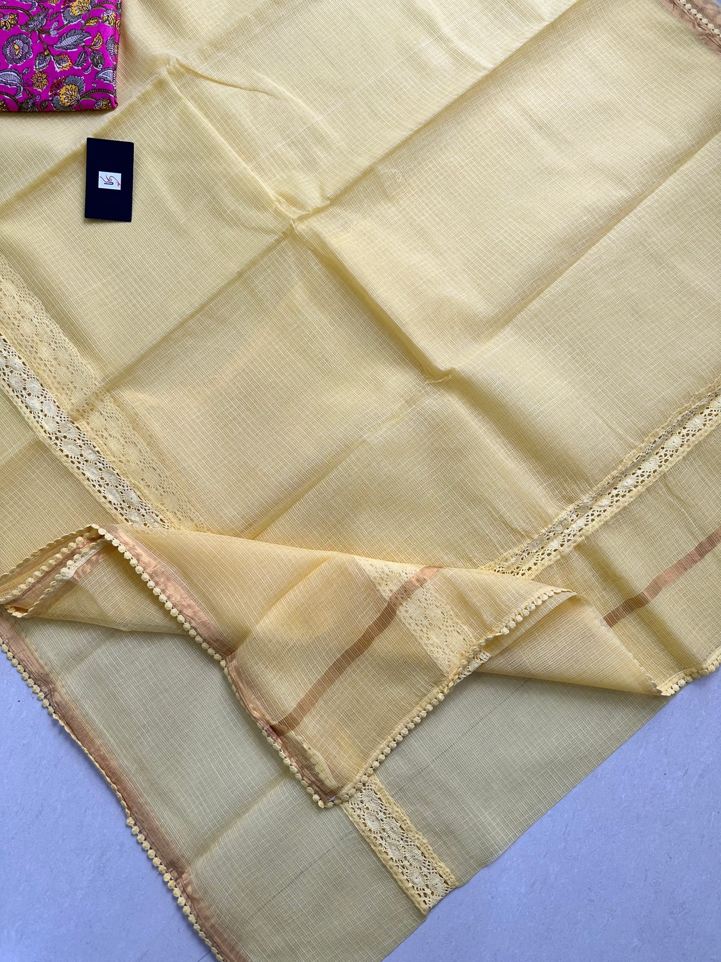 Pure Single Dyed Kota Cotton Doria Saree