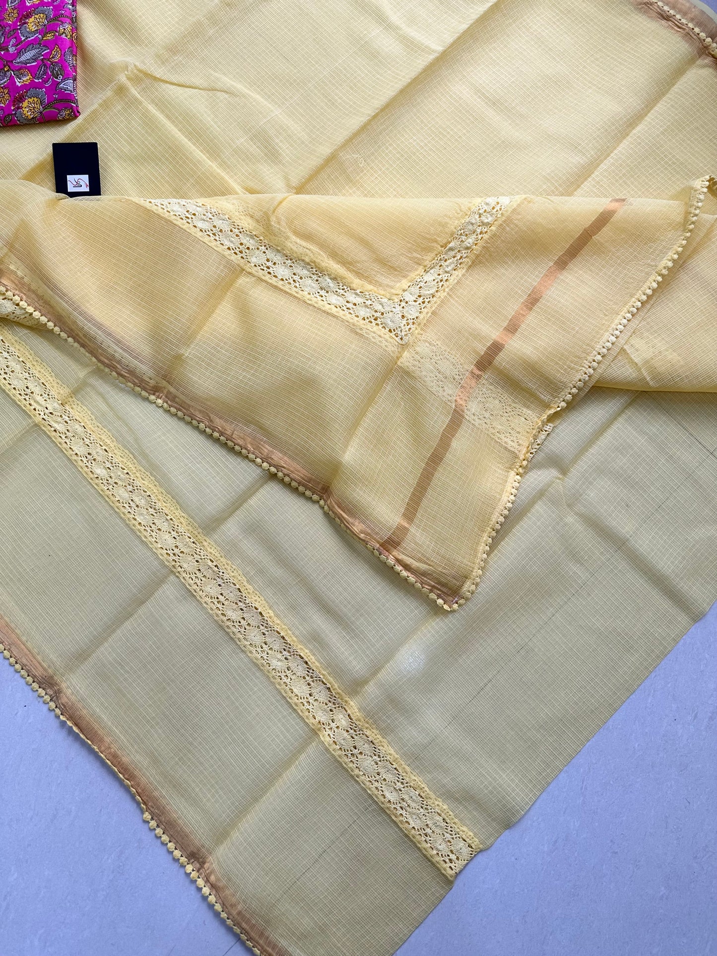 Pure Single Dyed Kota Cotton Doria Saree