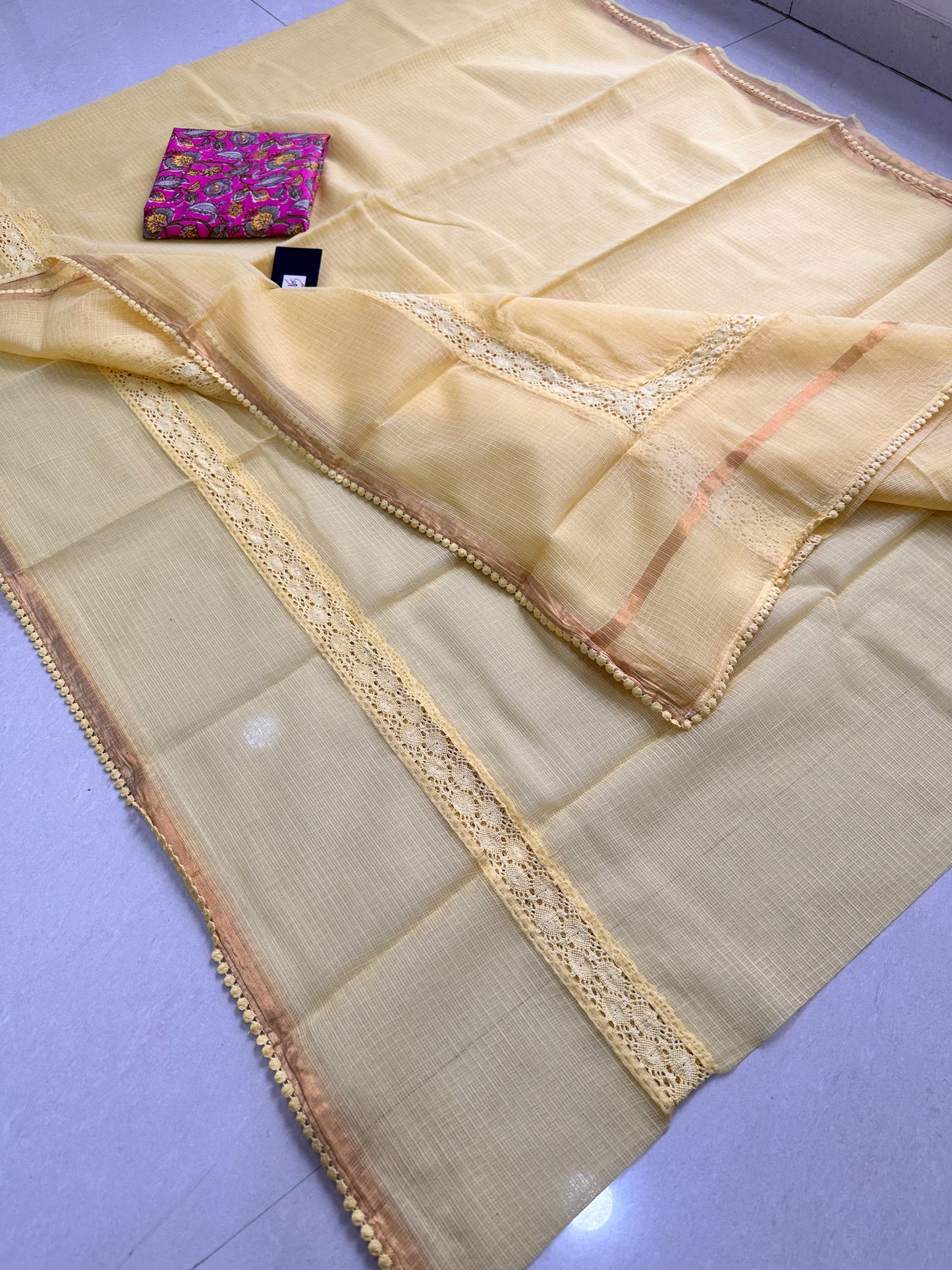 Pure Single Dyed Kota Cotton Doria Saree