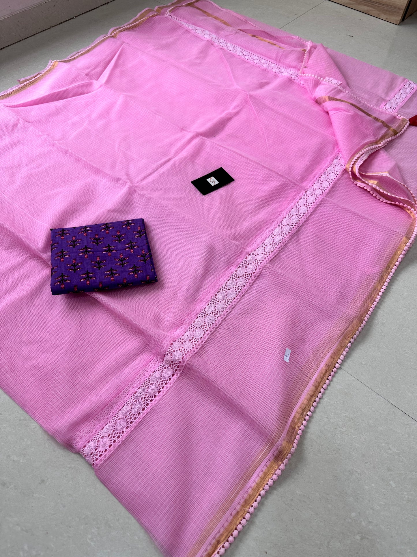 Pure Single Dyed Kota Cotton Doria Saree