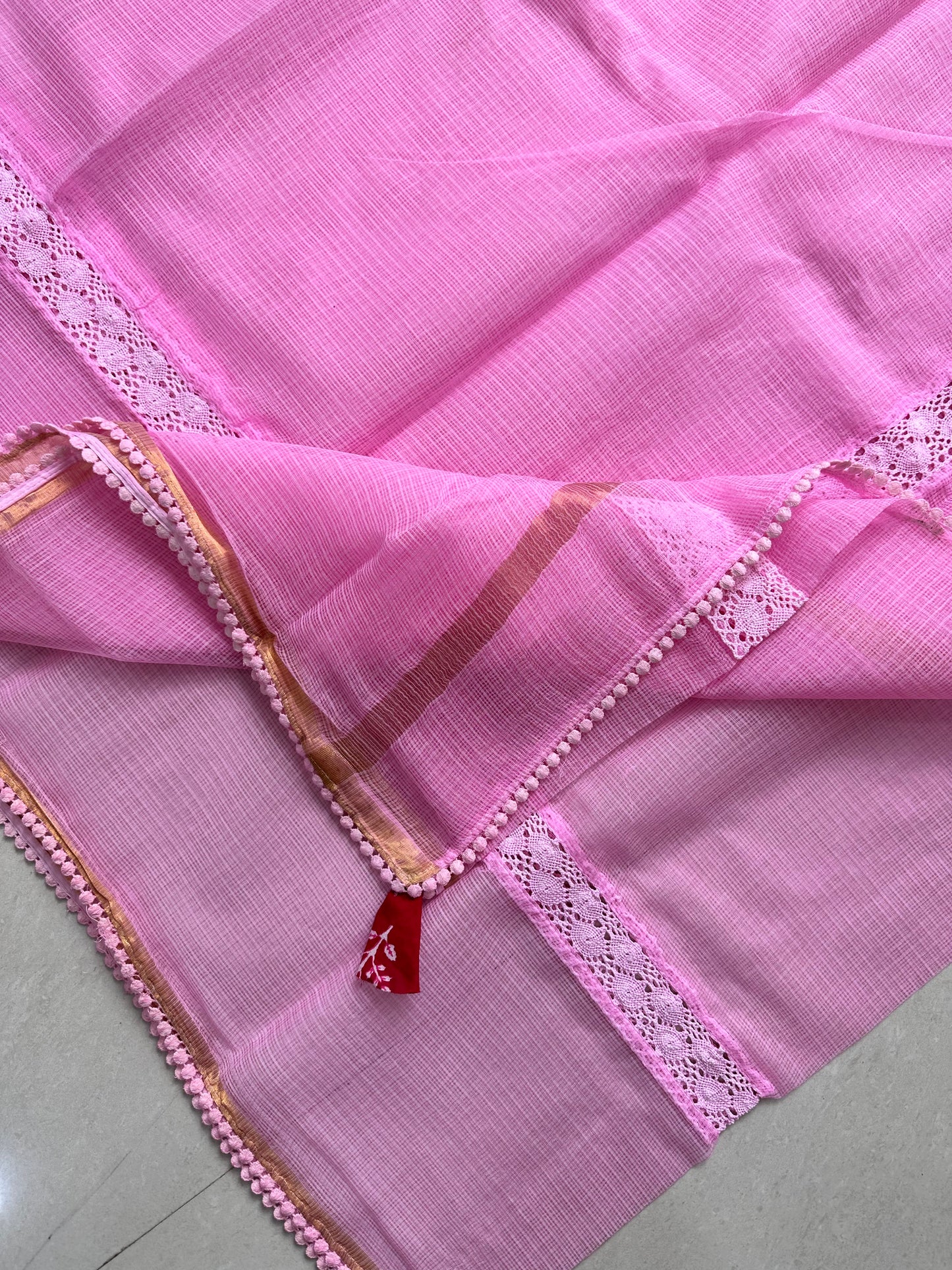 Pure Single Dyed Kota Cotton Doria Saree