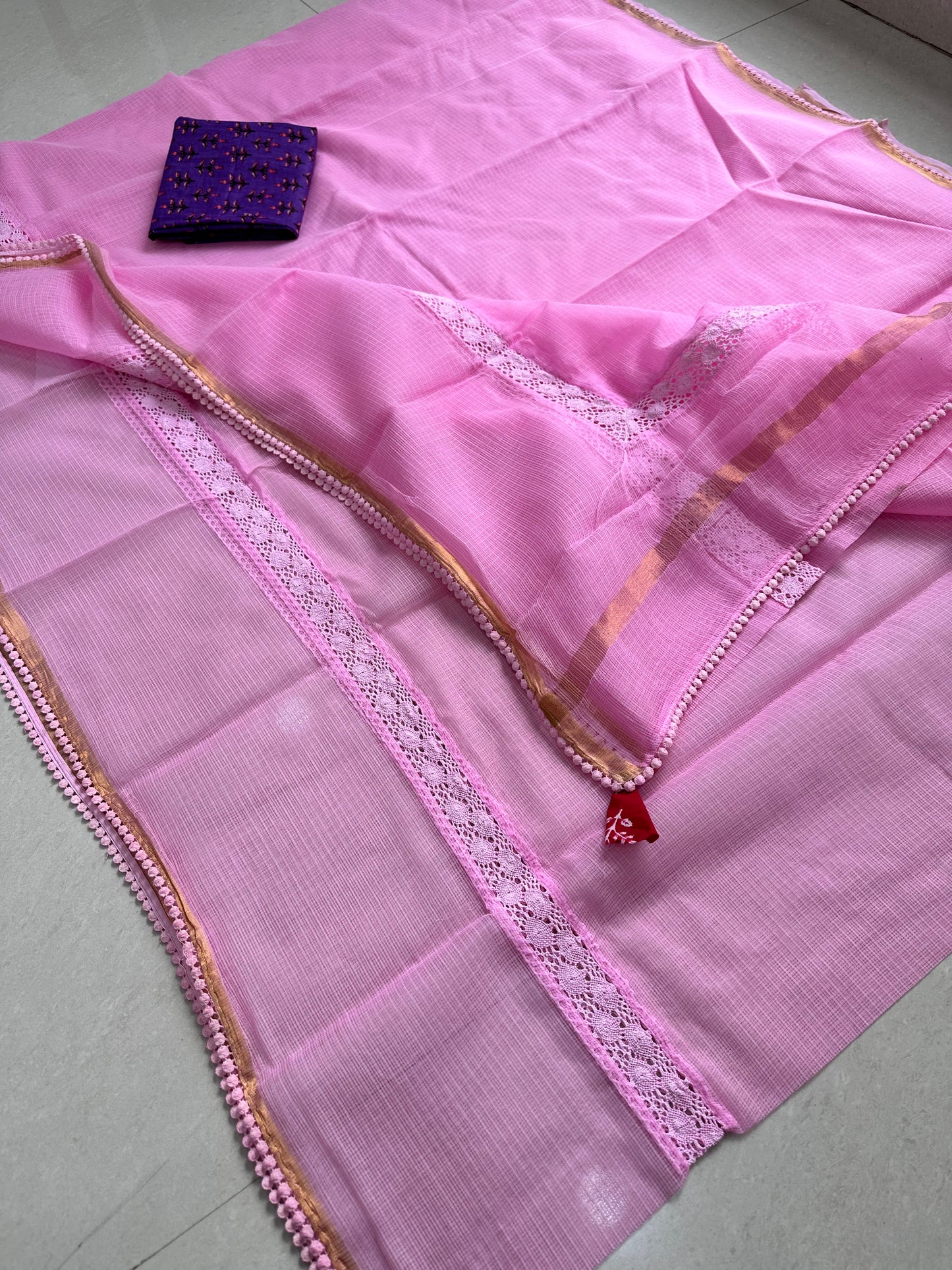 Pure Single Dyed Kota Cotton Doria Saree