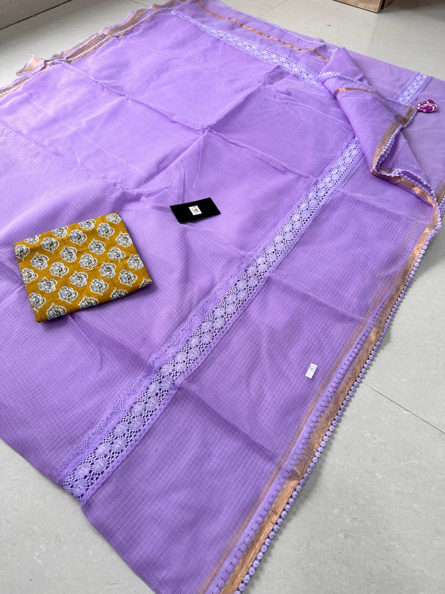 Pure Single Dyed Kota Cotton Doria Saree