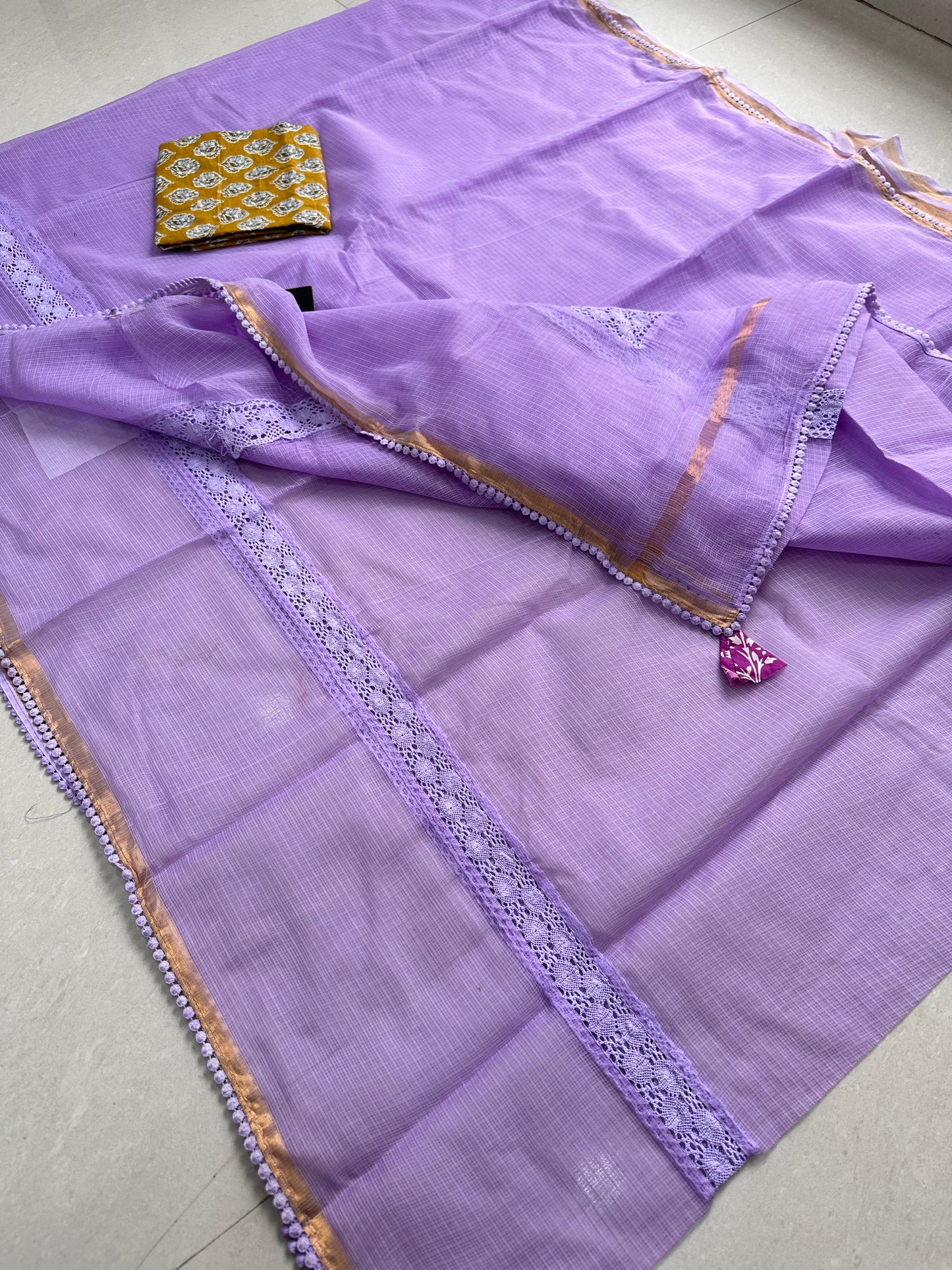 Pure Single Dyed Kota Cotton Doria Saree