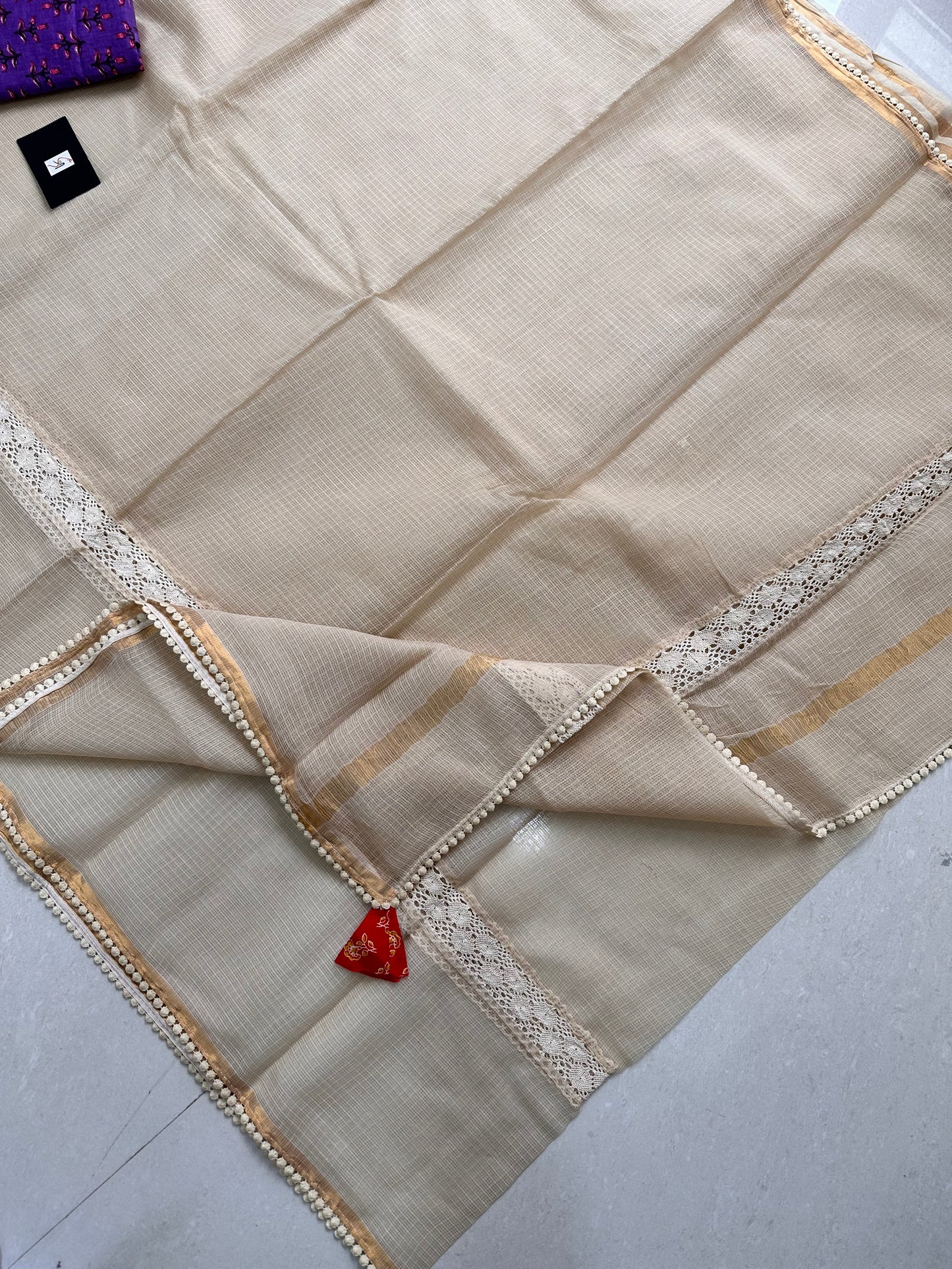 Pure Single Dyed Kota Cotton Doria Saree