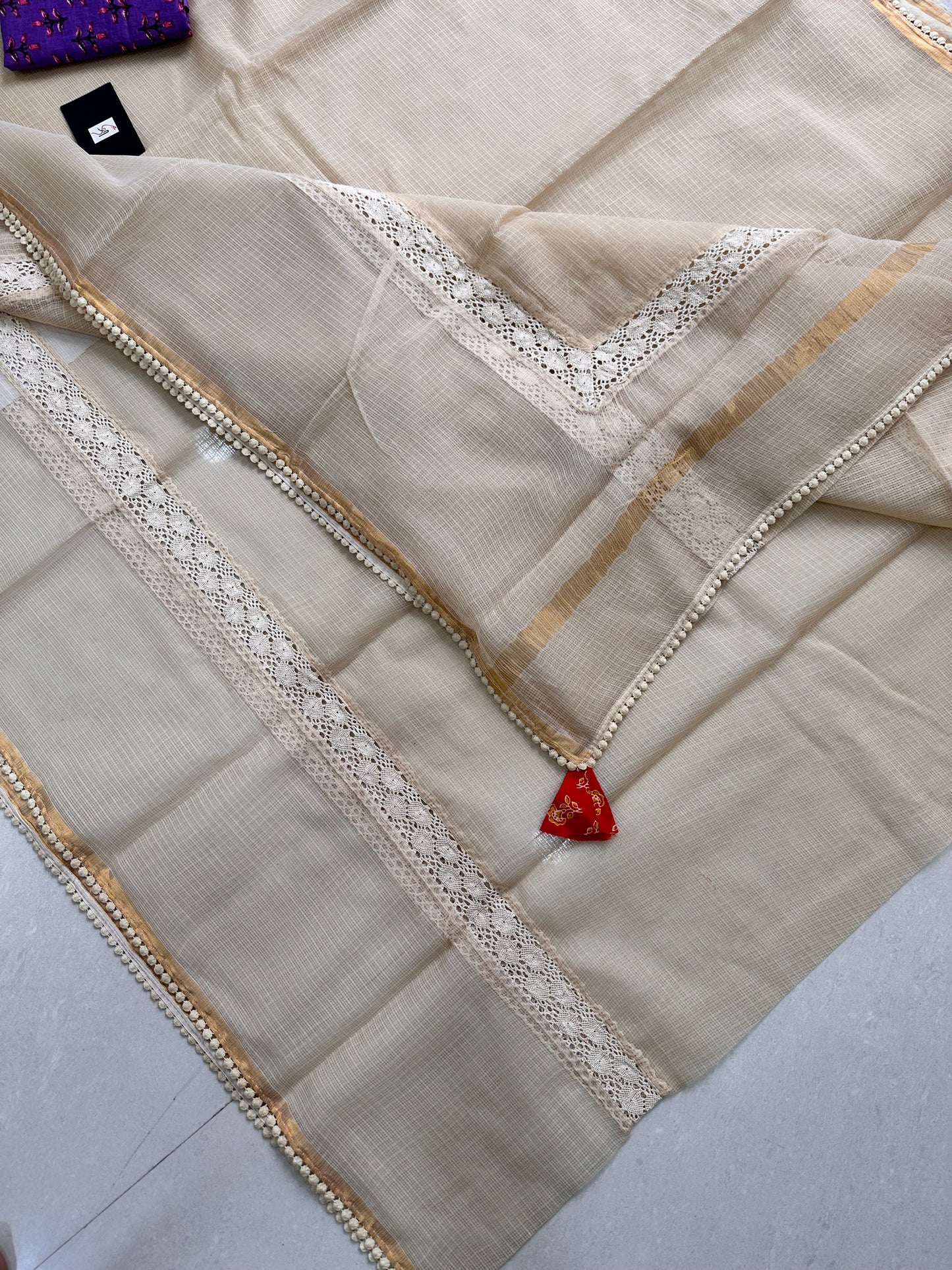 Pure Single Dyed Kota Cotton Doria Saree