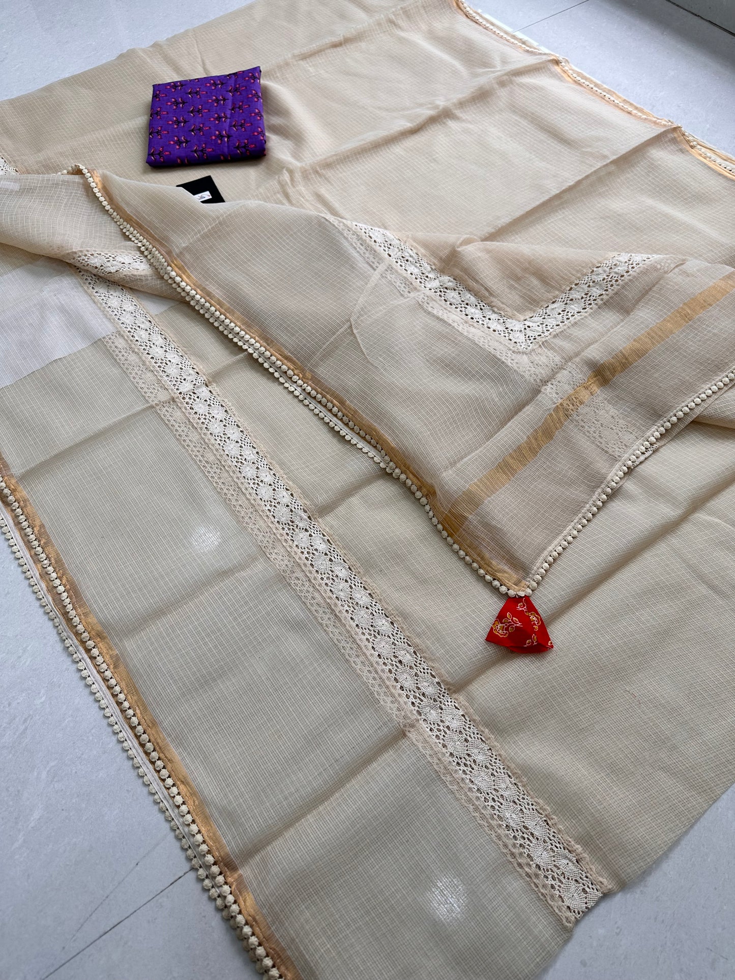 Pure Single Dyed Kota Cotton Doria Saree