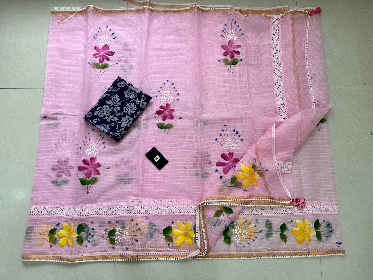 Handpainted Pure Kota Cotton Doria Saree