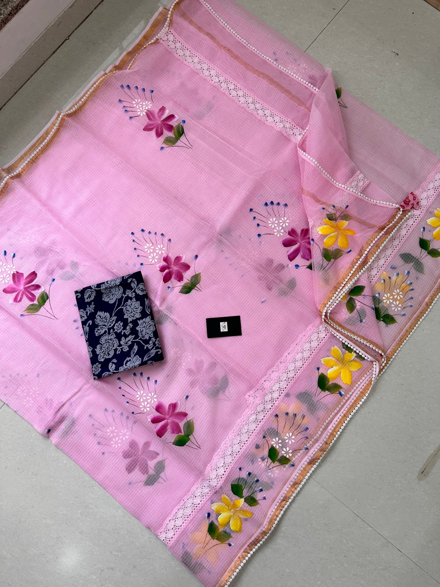 Handpainted Pure Kota Cotton Doria Saree