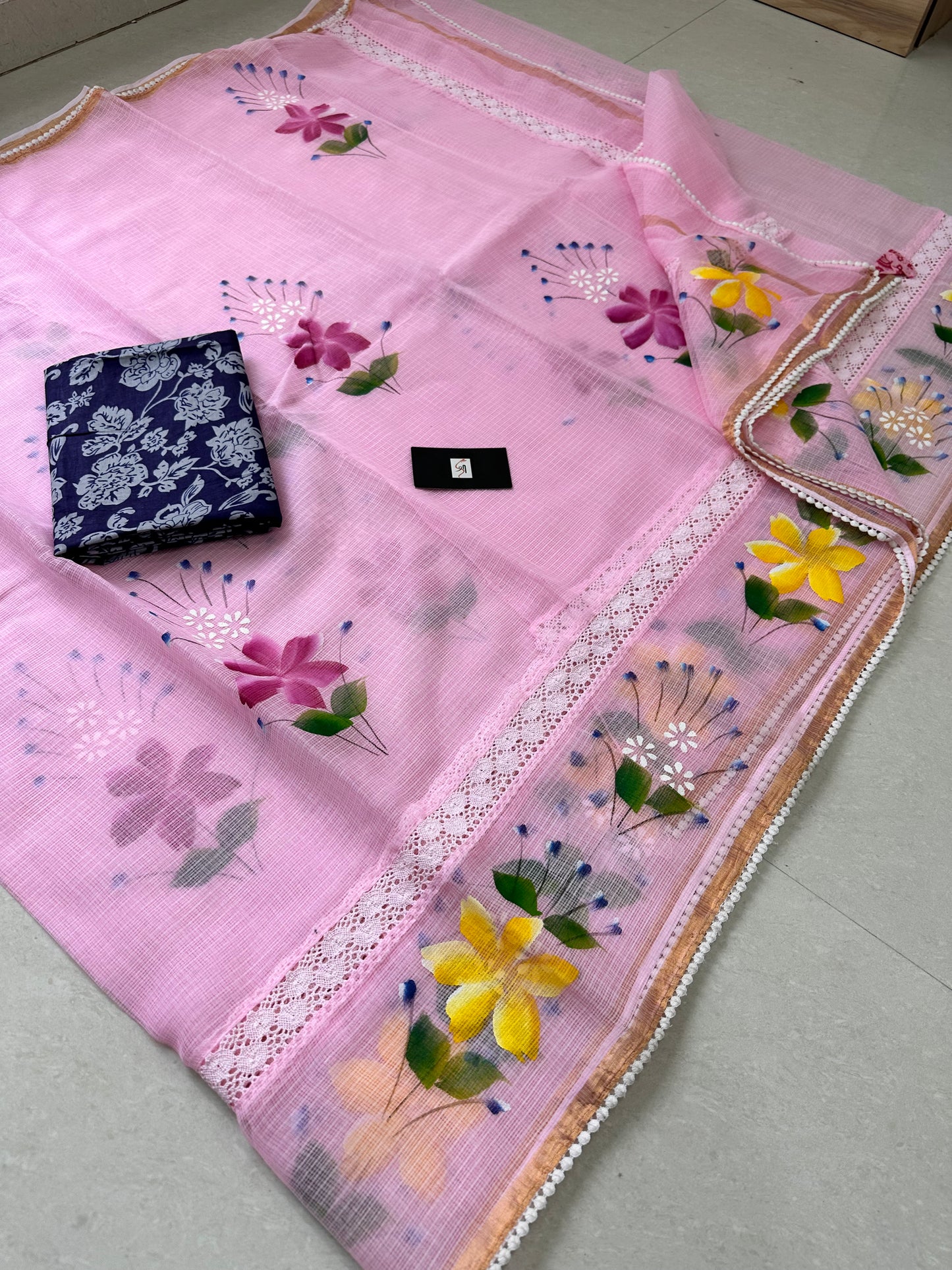 Handpainted Pure Kota Cotton Doria Saree