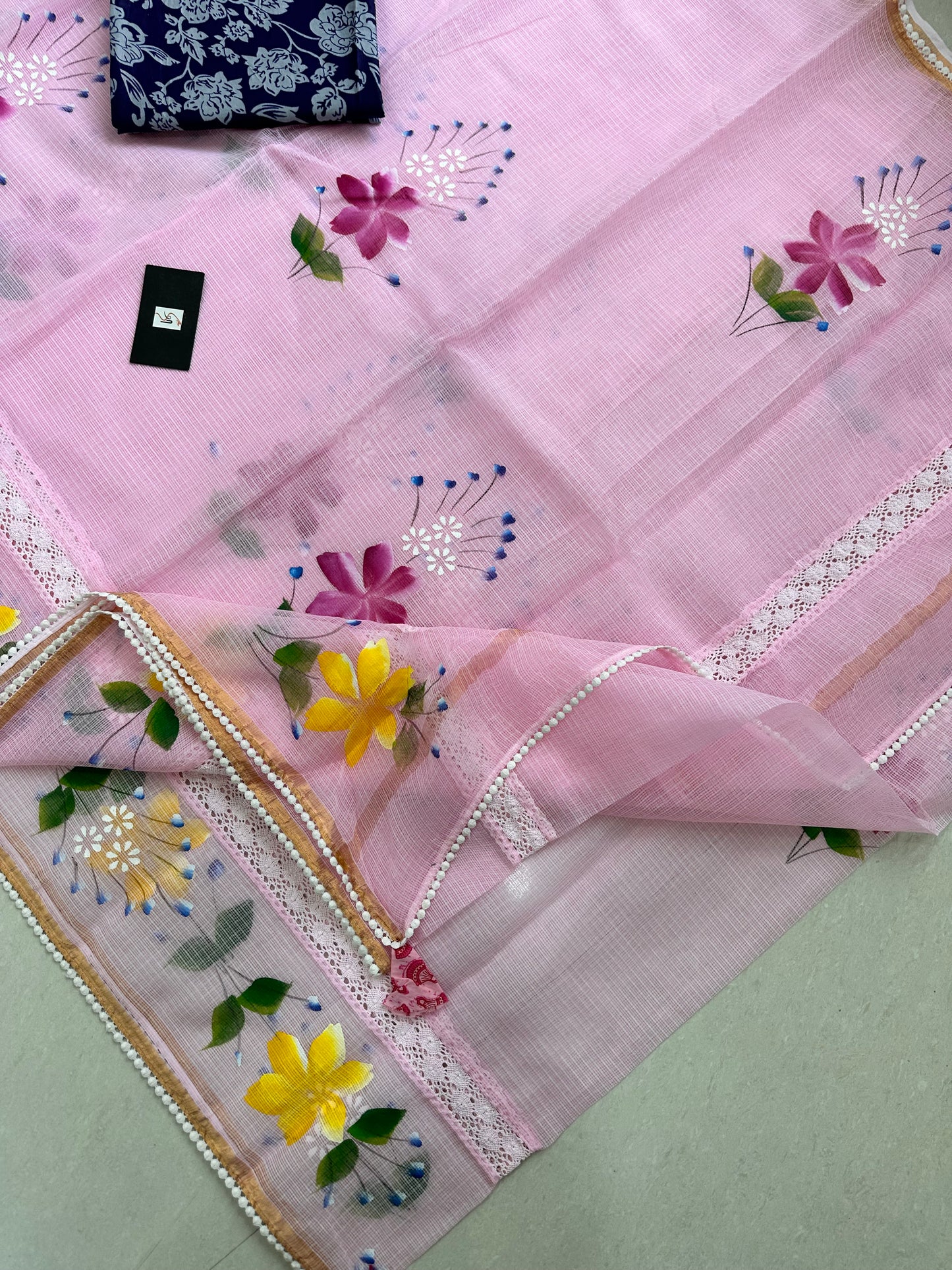 Handpainted Pure Kota Cotton Doria Saree