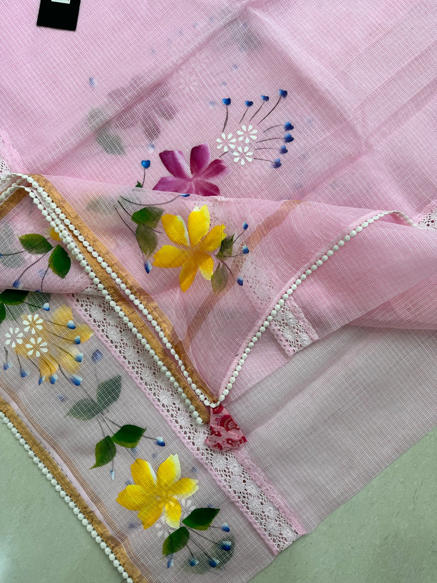 Handpainted Pure Kota Cotton Doria Saree