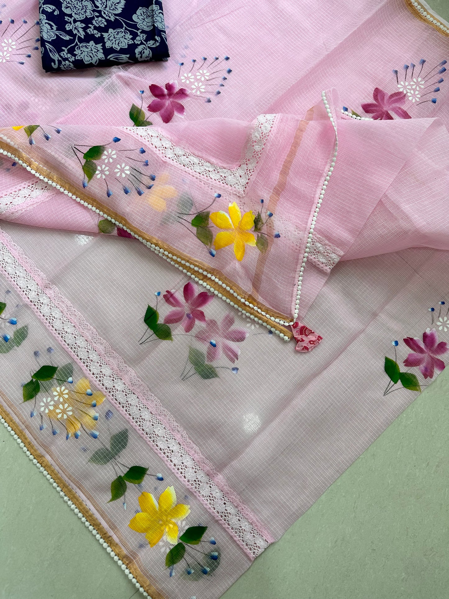 Handpainted Pure Kota Cotton Doria Saree