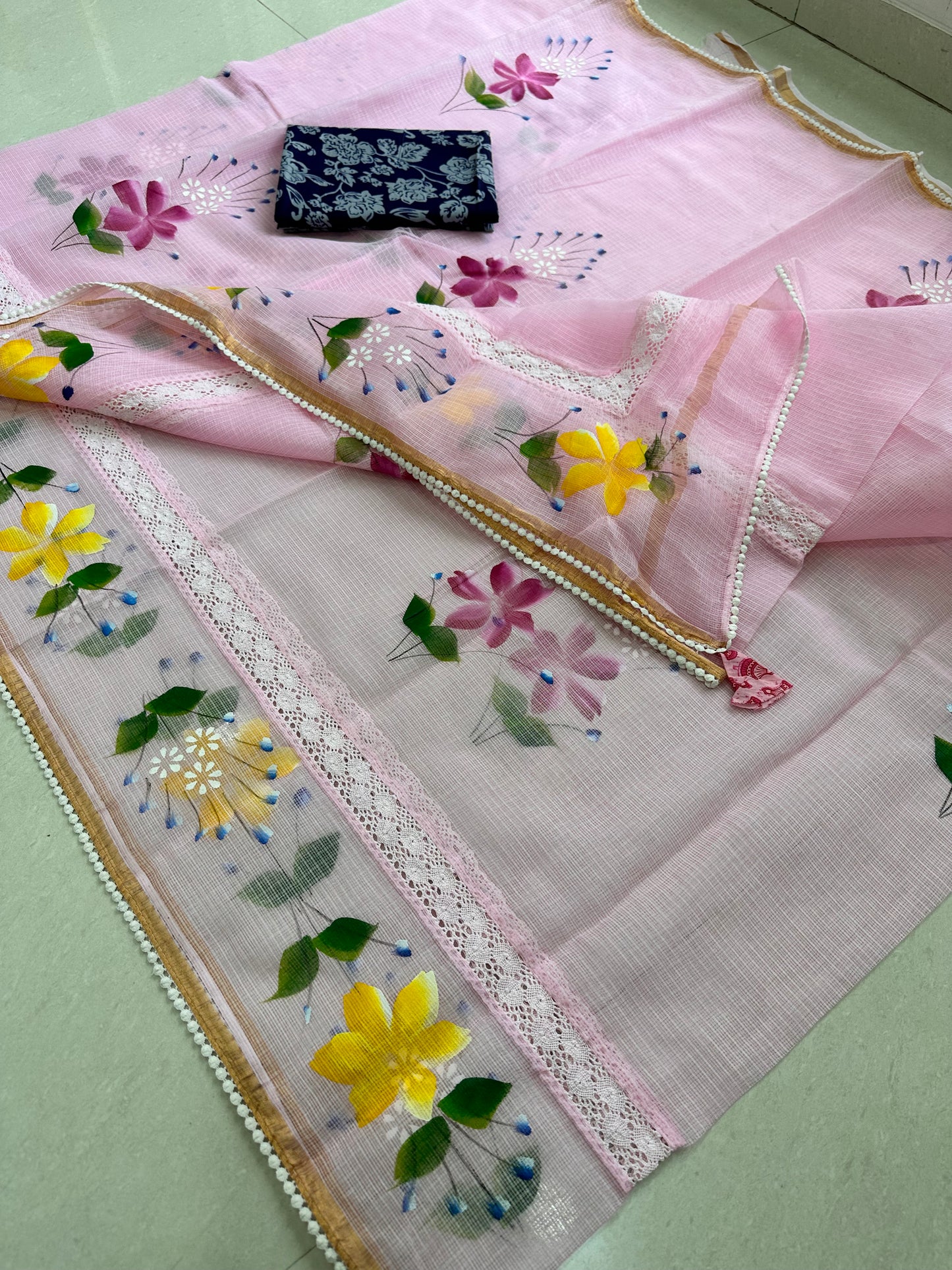 Handpainted Pure Kota Cotton Doria Saree