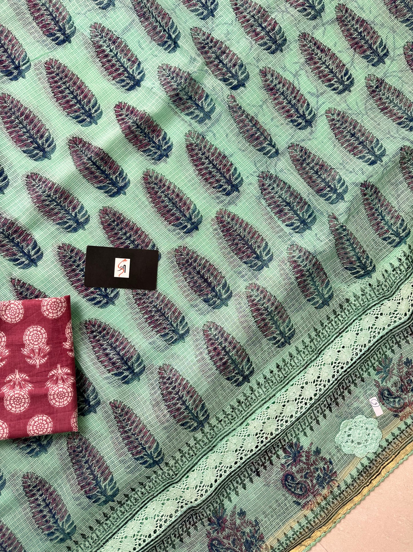 HandBlock Printed Pure Kota Cotton Doria Saree