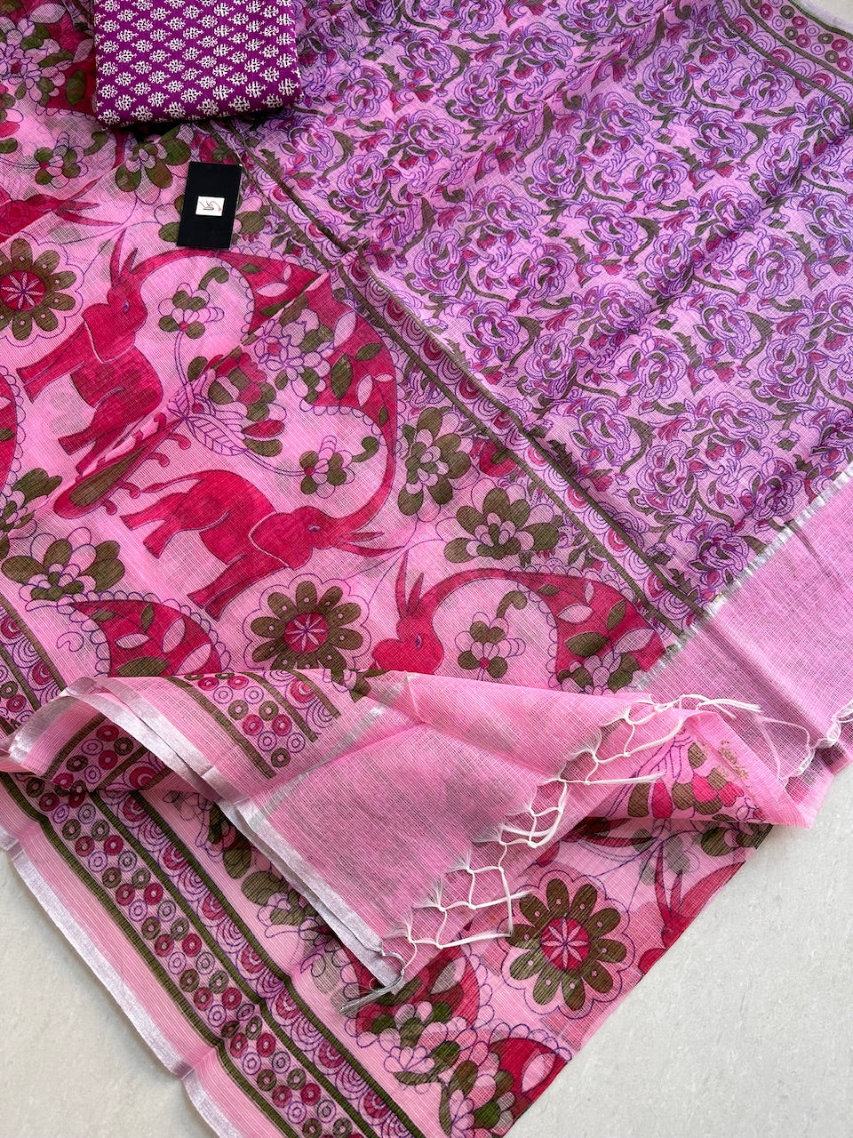 Digital Printed Kota Cotton Doria Saree