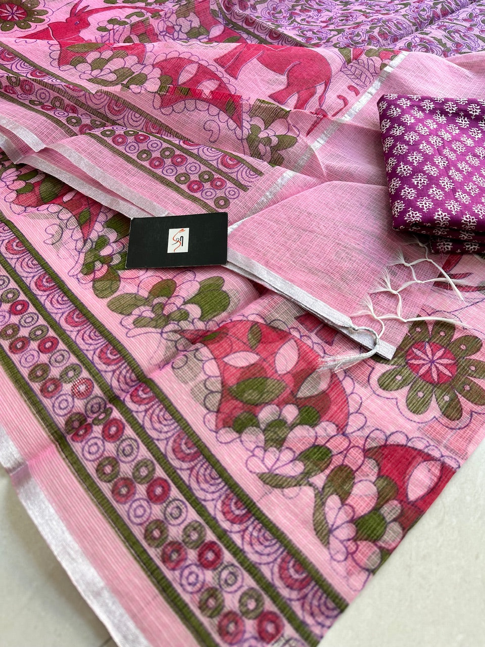 Digital Printed Kota Cotton Doria Saree