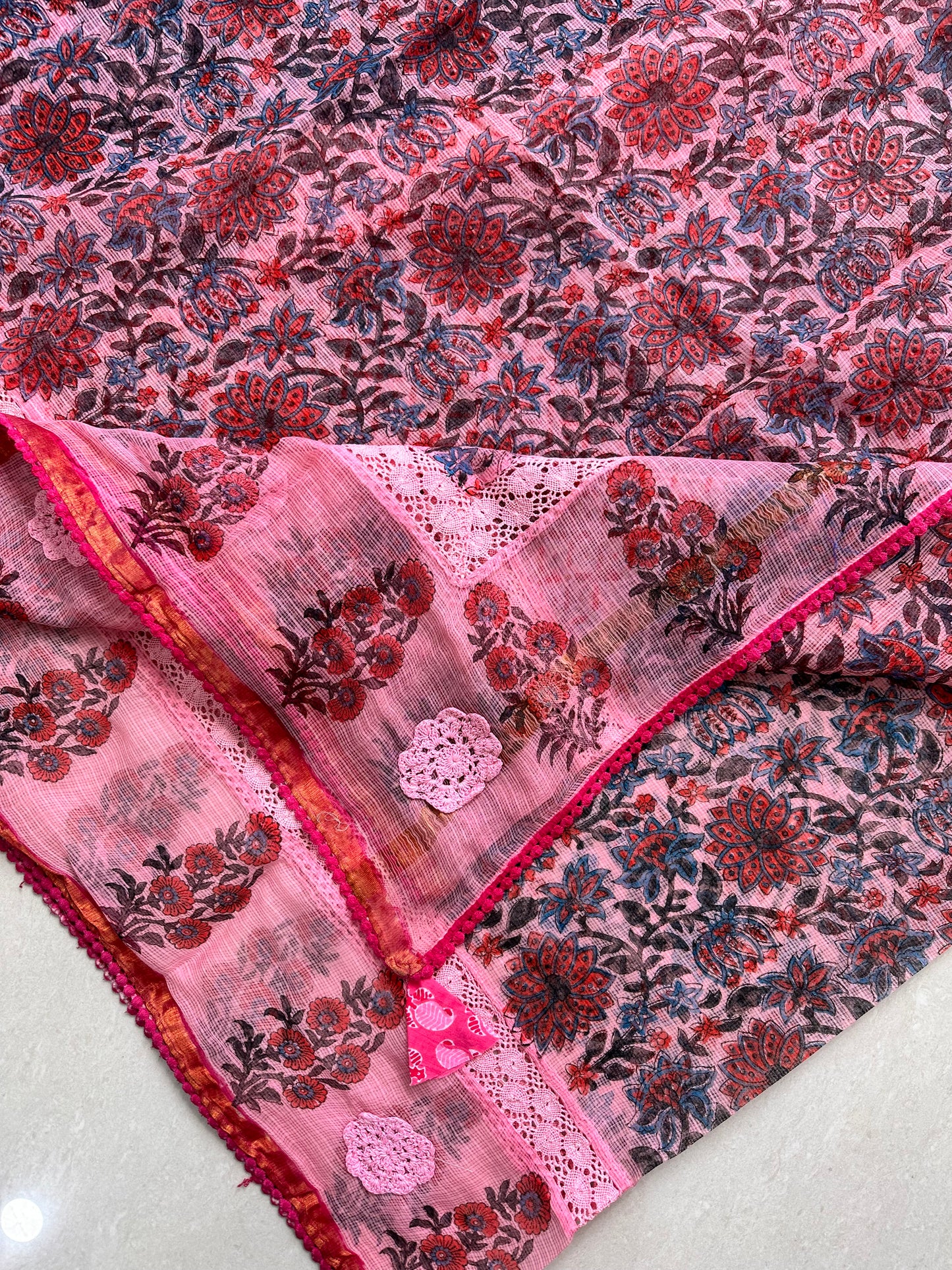 HandBlock Printed Pure Kota Cotton Doria Saree