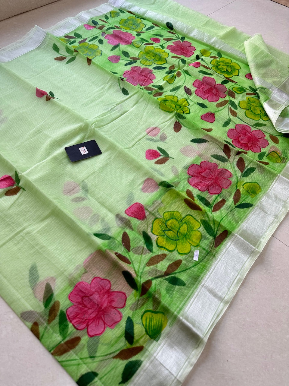 Handpainted Kota Cotton Doria Saree