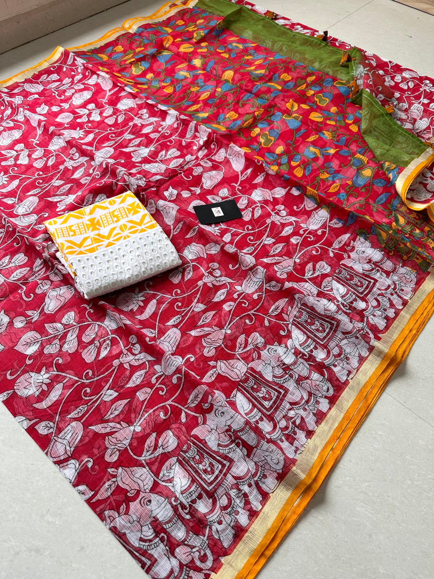 Digital Printed Kota Cotton Doria Saree