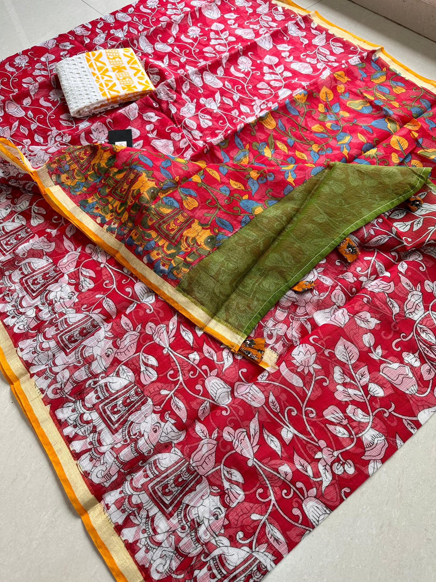 Digital Printed Kota Cotton Doria Saree