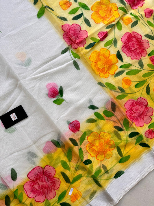 Handpainted Kota Cotton Doria Saree