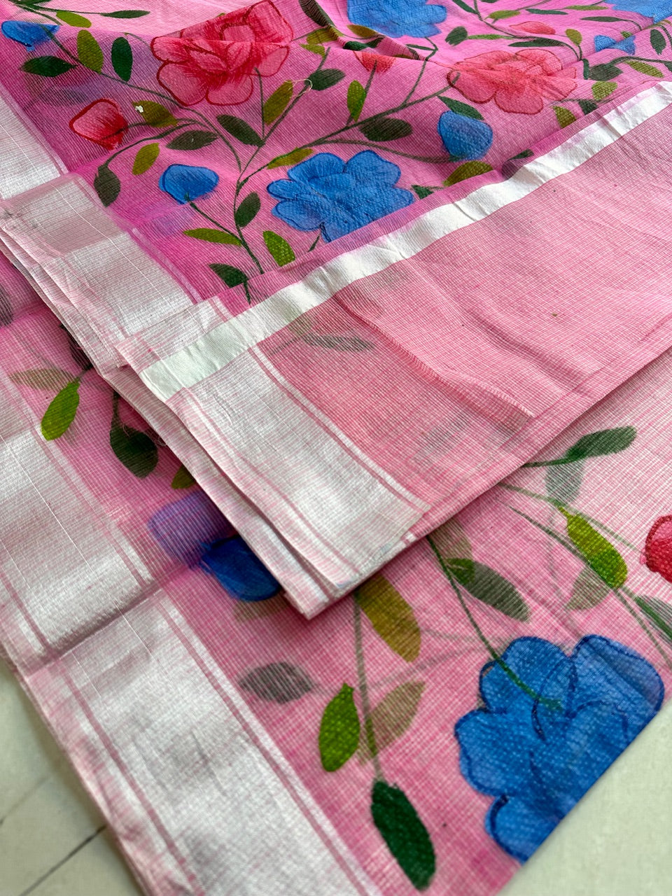 Handpainted Kota Cotton Doria Saree