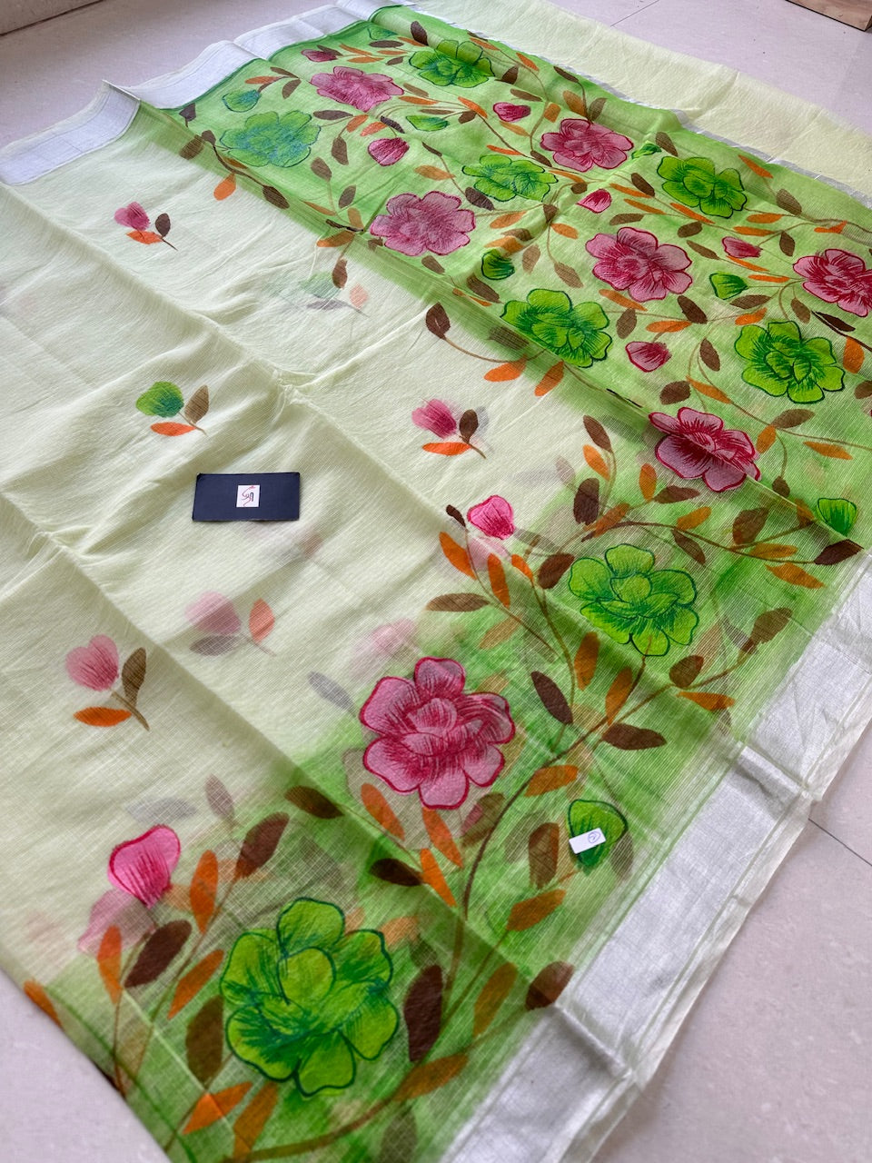 Handpainted Kota Cotton Doria Saree