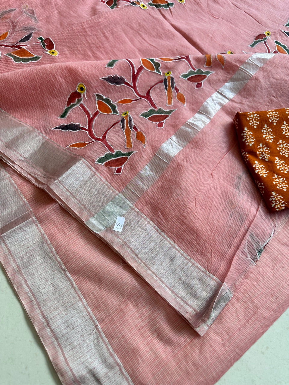 Embroidered Handpainted Kota Cotton Doria Saree