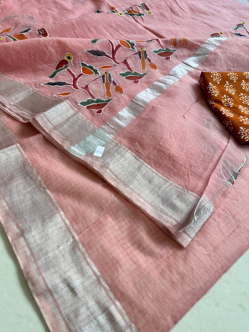 Embroidered Handpainted Kota Cotton Doria Saree