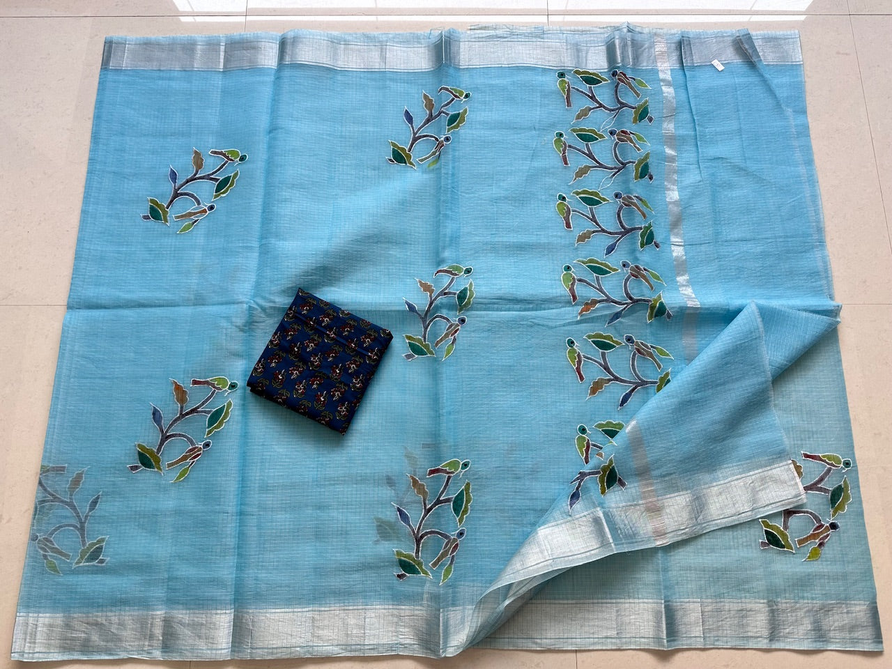 Embroidered Handpainted Kota Cotton Doria Saree